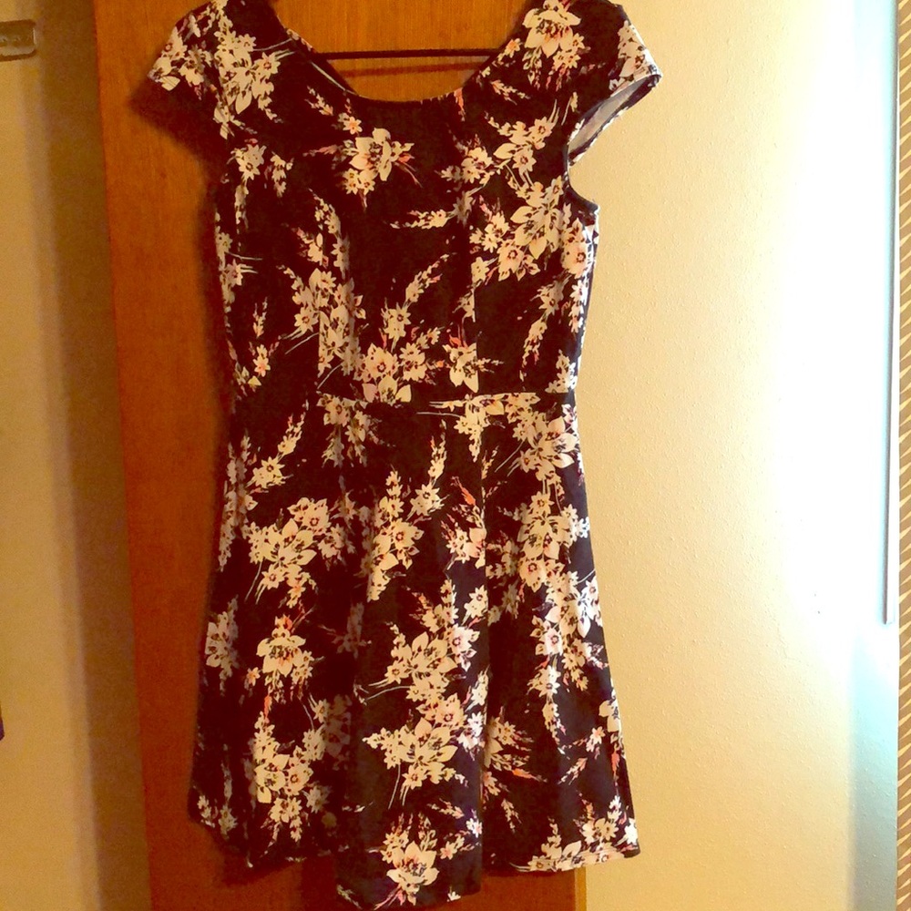 Black Flowery Skater Dress